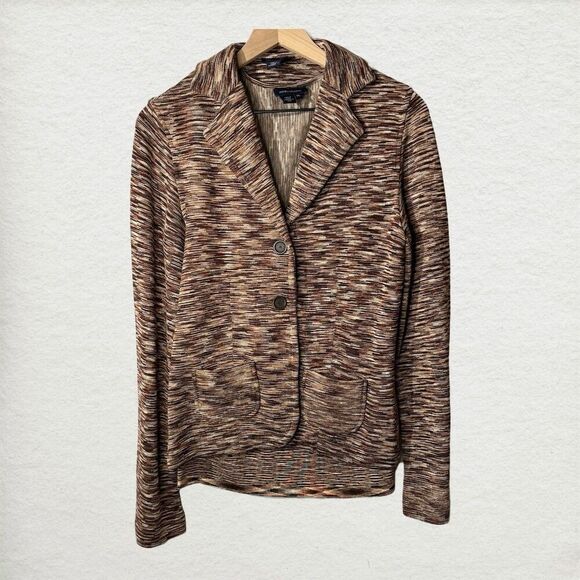 Magaschoni Brown Marbled Texture Silk Knit Blazer Jacket w Tank Neutral Career - Picture 1 of 12